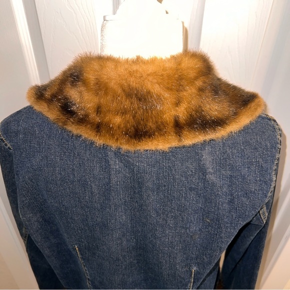 No Boundaries Vintage Y2K 90s Mobwife Faux Fur Denim Preppy Jacket - Picture 6 of 8